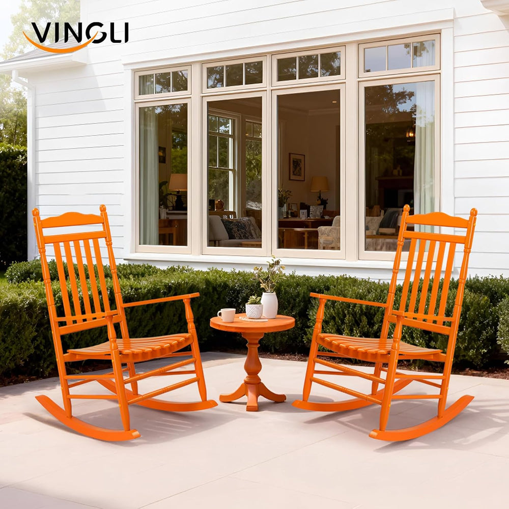 VINGLI Wooden Rocking Chair Outdoor, Patio Rockers with High Back, Support 45...