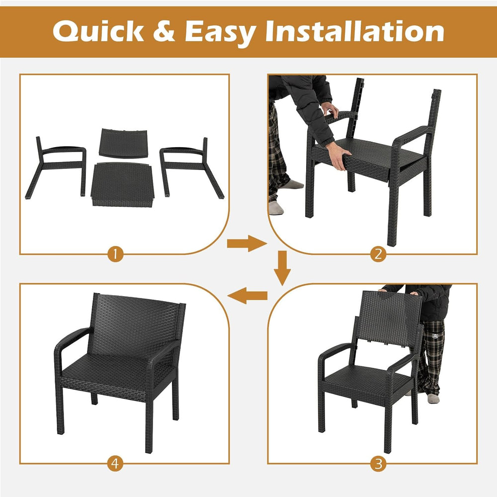 COSTWAY 3 Piece Patio Furniture Set, Outdoor PP Rattan Wicker Furniture Set