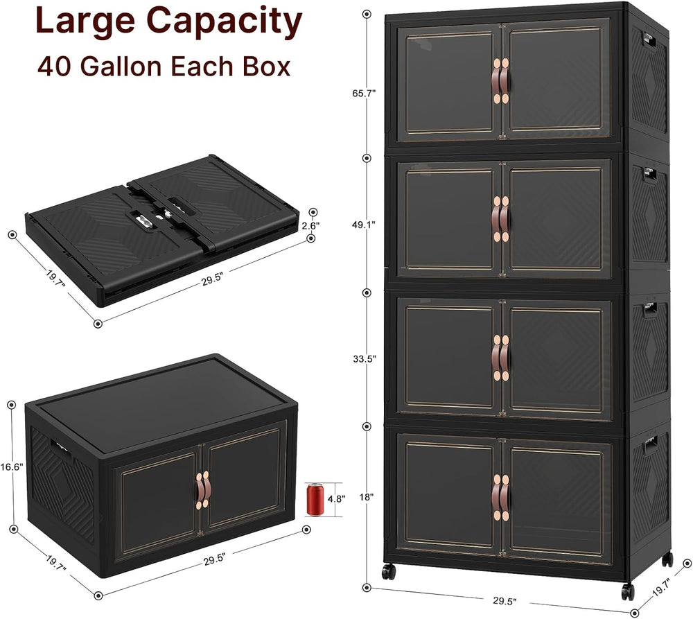 UAMFURI Stackable Storage Bins with Lids, 720QT Lockable Storage Cabinet