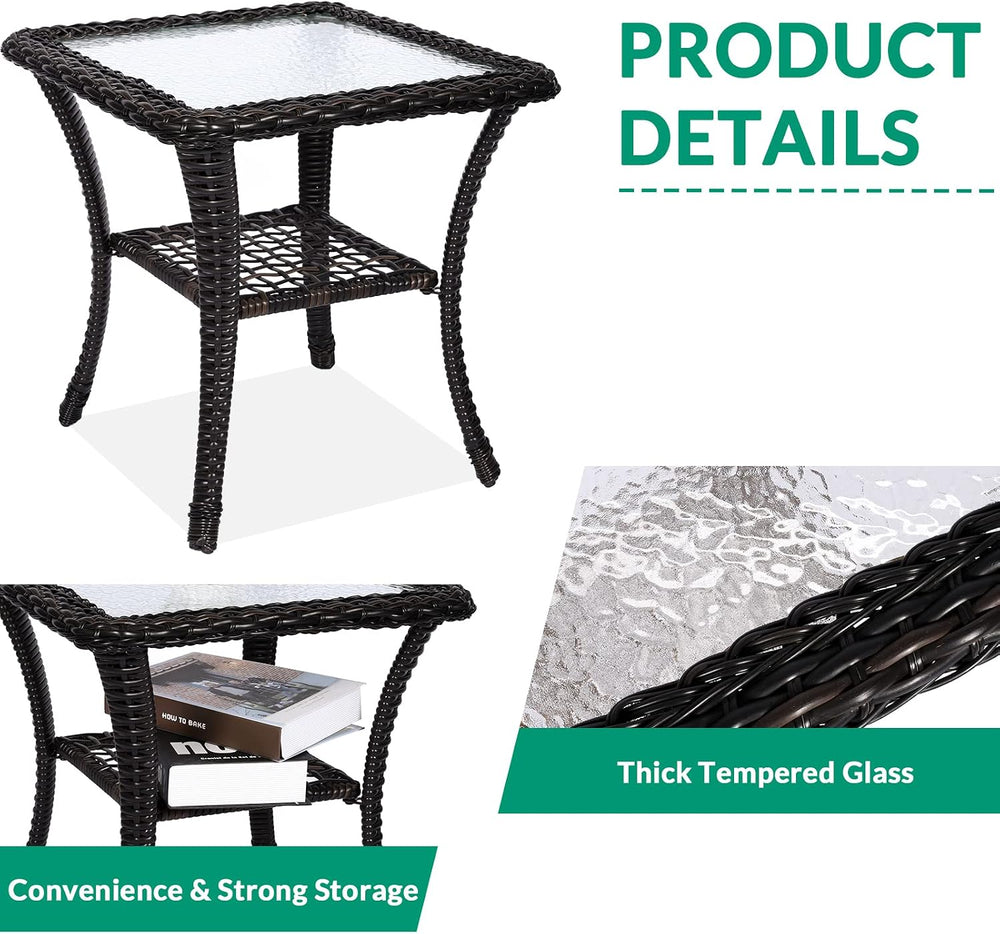 3-Piece Outdoor Conversation Bistro Set, Patio Swivel Glider Rocking Chairs R...