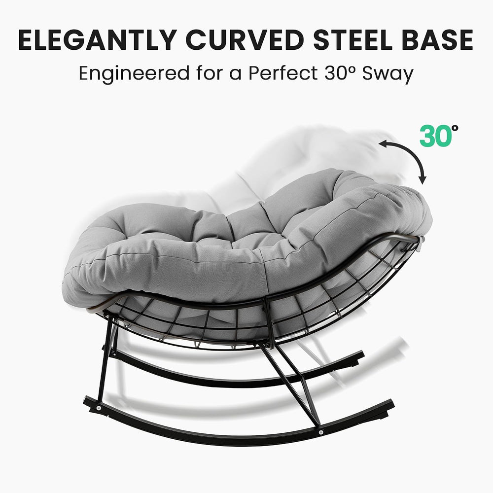 JEAREY Papasan Rocking Chairs Set of 2, Oversized Egg Chairs, Grey