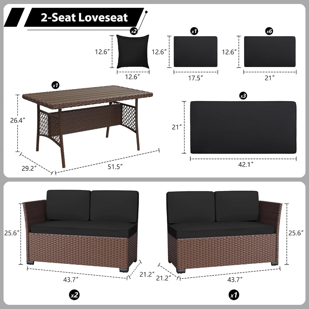 KIGOTY 7 Piece Patio Furniture Set, Outdoor PE Wicker Rattan Outdoor Dining S...