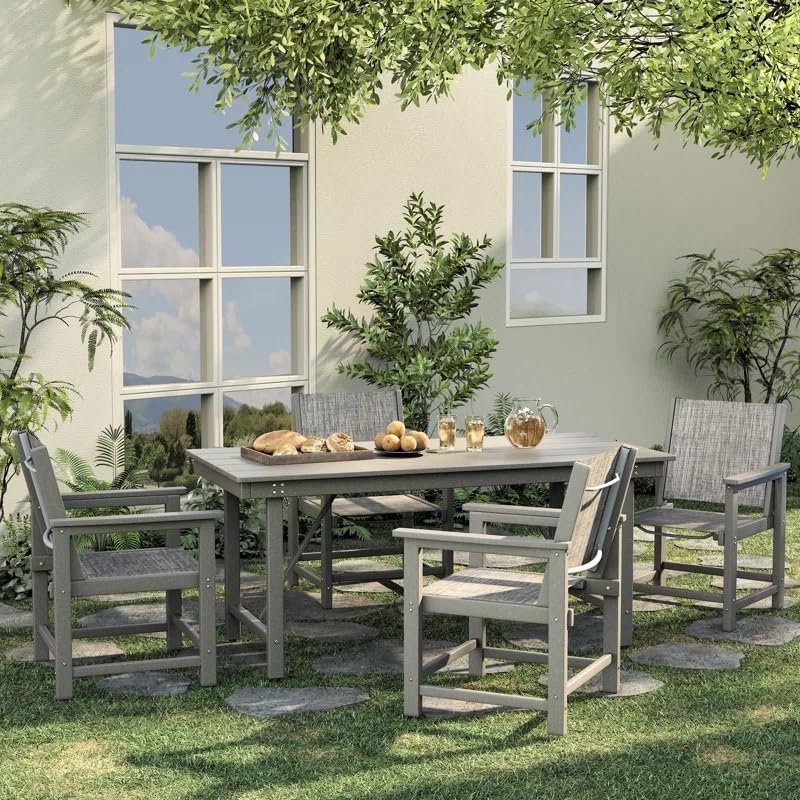 UDPATIO HDPE Outdoor Dining Table Set Patio Furniture Heavy Duty