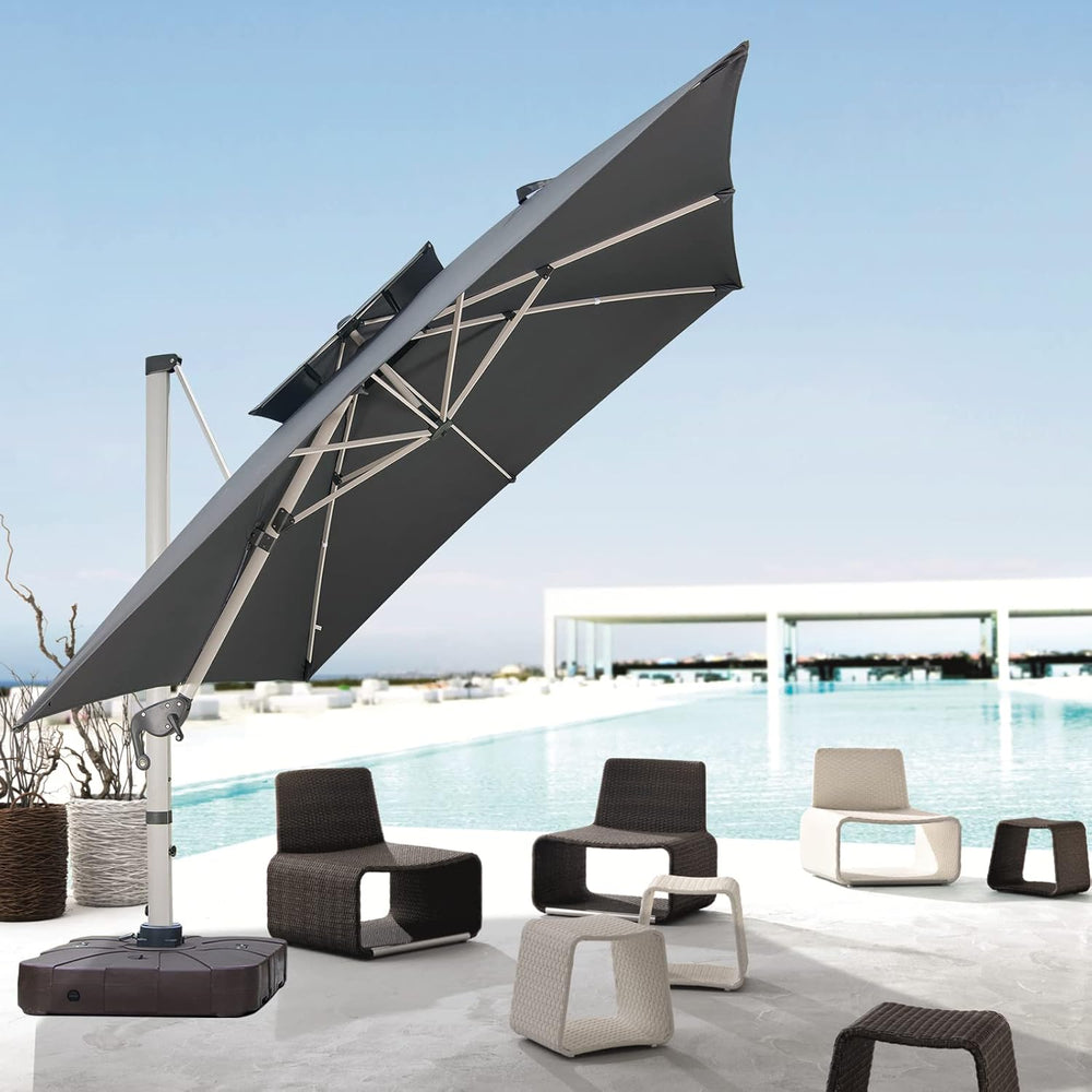 Cantilever Patio Umbrella with Cross Base and Cover Included - 360° Rotation ...