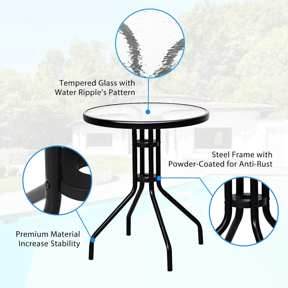 Tangkula 3 Pieces Patio Bistro Set, Outdoor Folding Chairs & Table Set wi...