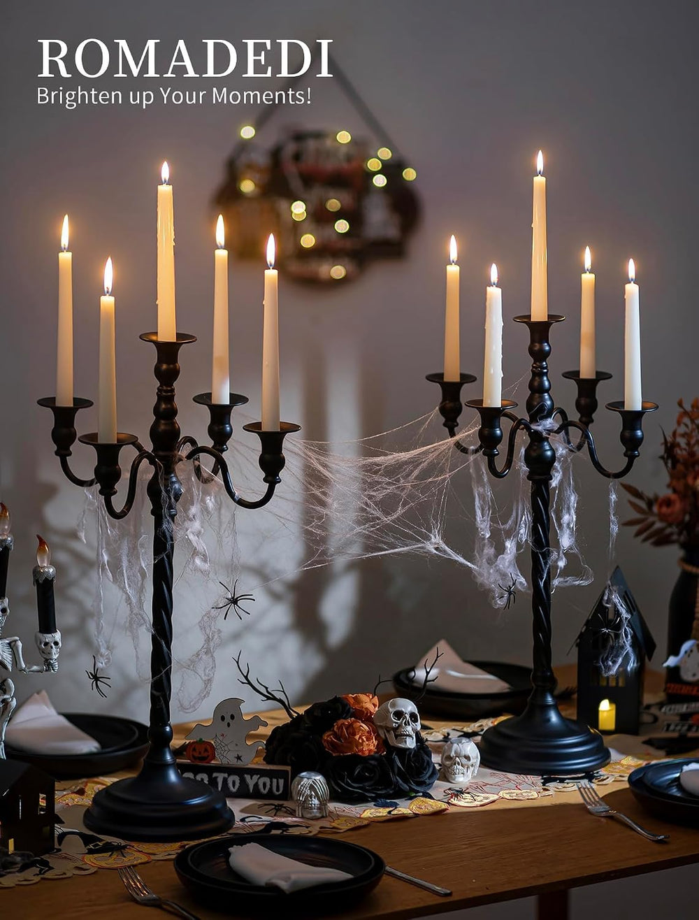 Romadedi Black Halloween Candle Holder: 2pcs 22-Inch Tall Candelabra