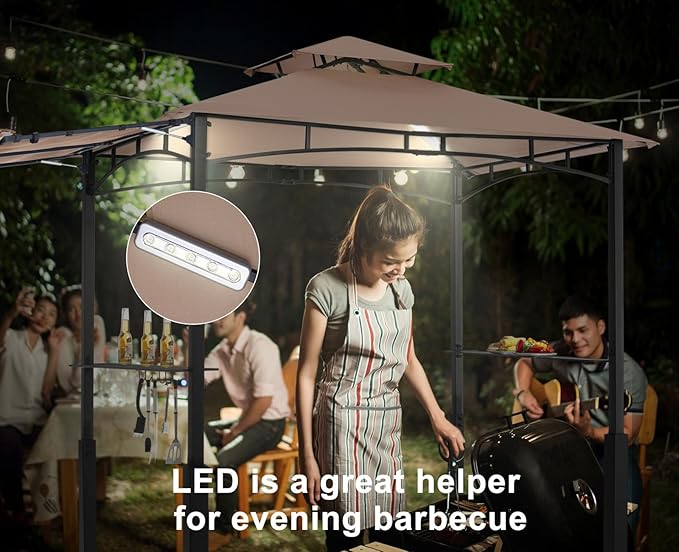 ABCCANOPY Grill Gazebo with Extra Awning - 11x5 Outdoor BBQ Canopy Shelter wi...