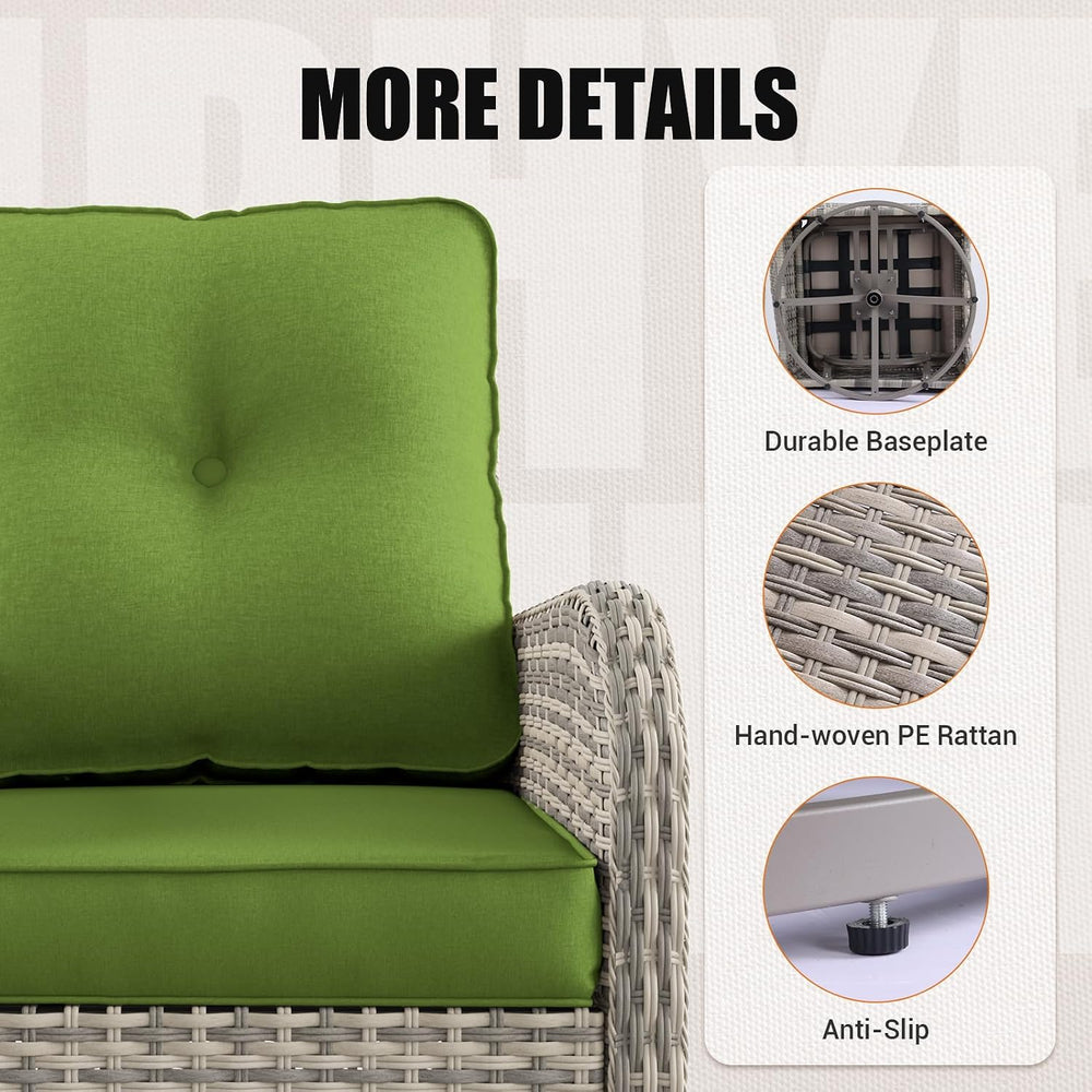 Patio Rocking Swivel Chair Outdoor Wicker Rattan Bistro Set with Tempered Gla...