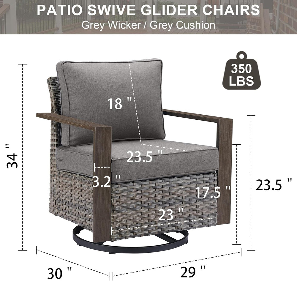 Belord Outdoor Swivel Rocker Chairs with Metal Wide Armrests, Patio Wicker Sw...