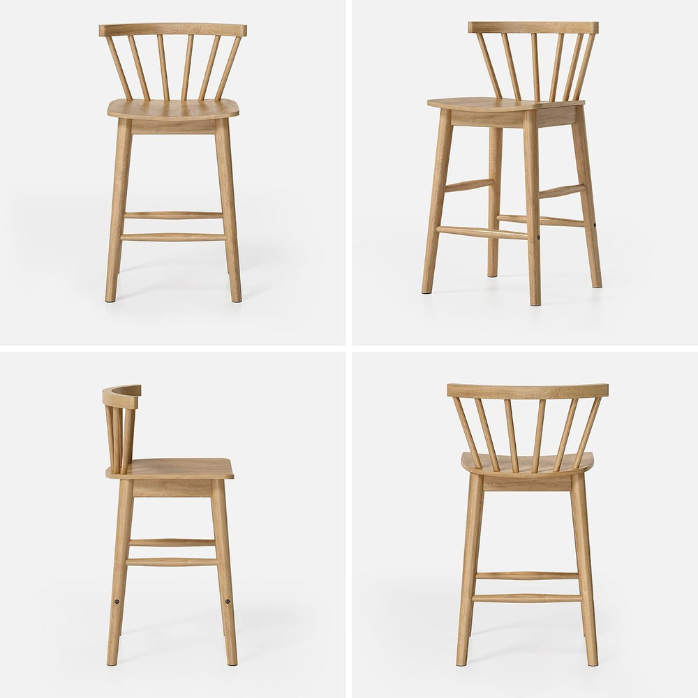 EYYTHUNG Wood Bar Stools Set of 3, Natural Oak