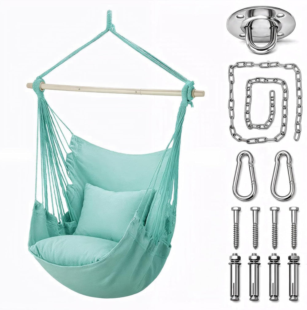 Athena Collection Hammock Chair Hanging Rope Swing, Green