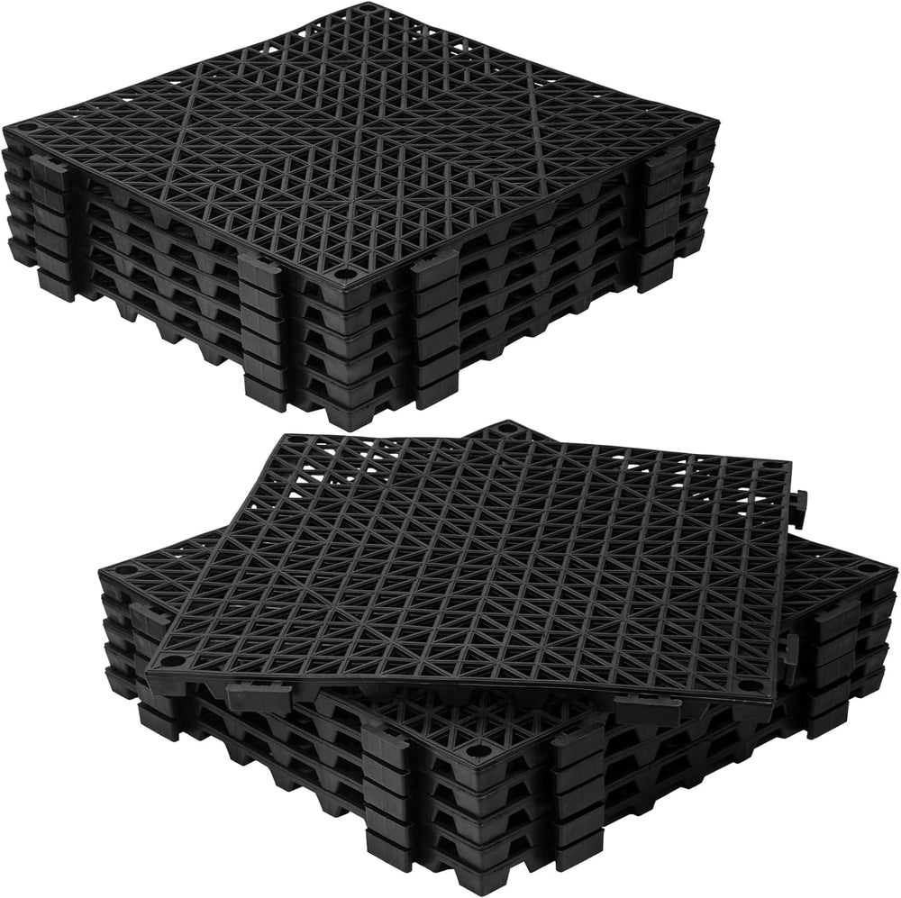 12Pcs Drainage Interlocking Floor Tiles 11.8" x 11.8", Modular Inte...