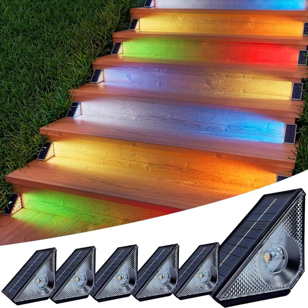 Solar Step Lights Outdoor, 6 Pack Solar Stair Lights Waterproof, Warm White/7...