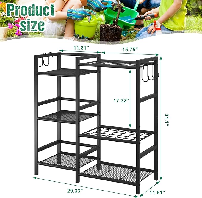 keomaisyto Garden Tool Organizer for Garage Organization, 3 Tier Yard Tool St...