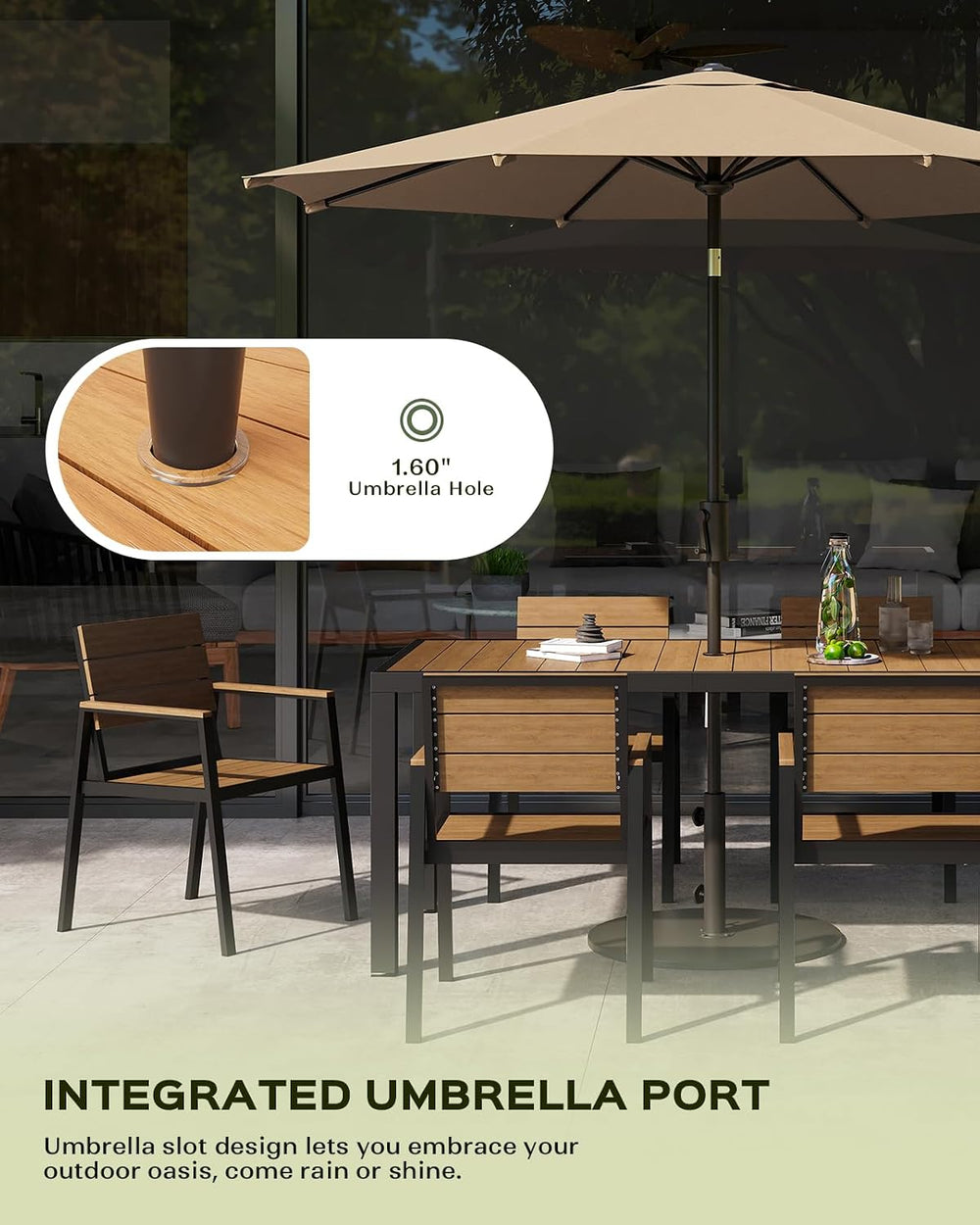 12 Pcs Outdoor Dining Set, 67" HDPS Dining Set for 10, Gray-Teak