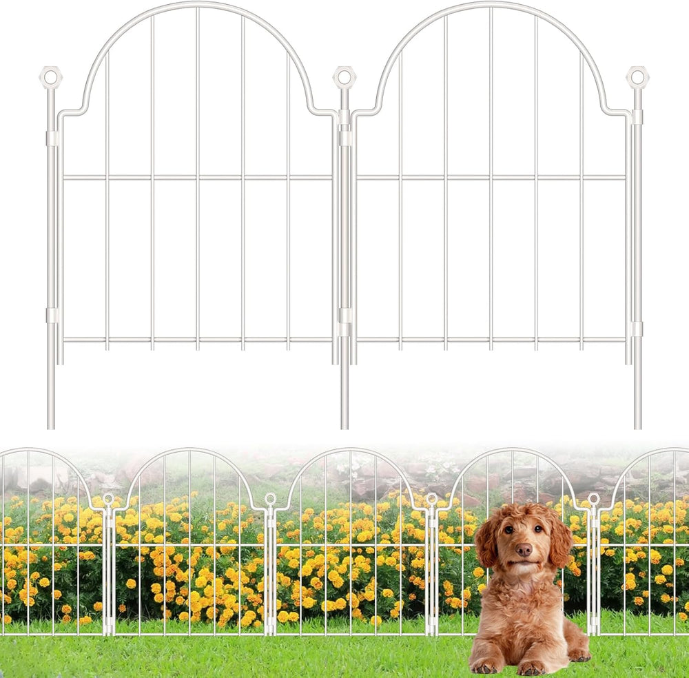 30 Pack White Decorative Garden Fence, 17in(H) x 32ft(L), with Ground Stake