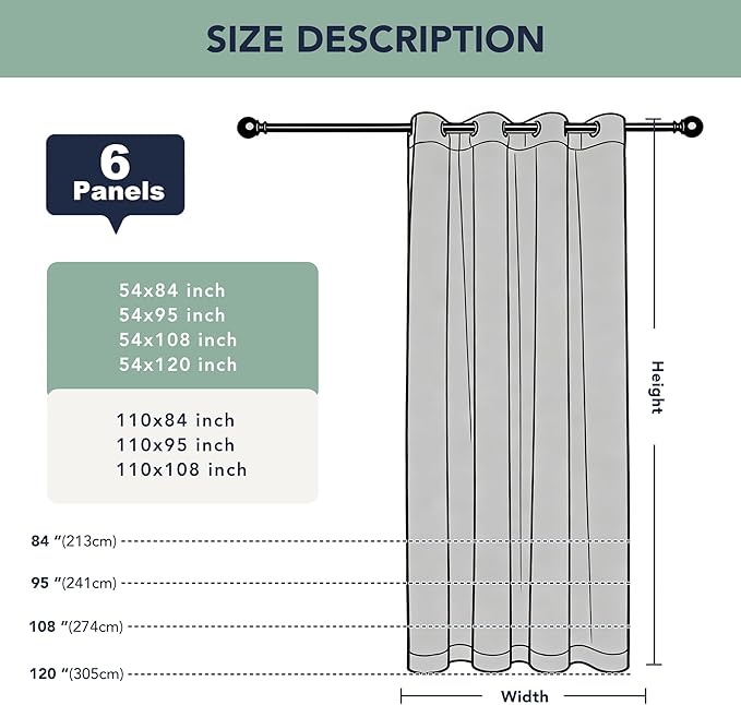 Outdoor Curtains for Patio Waterproof - 6 Panels Privacy Weatherproof Outside...