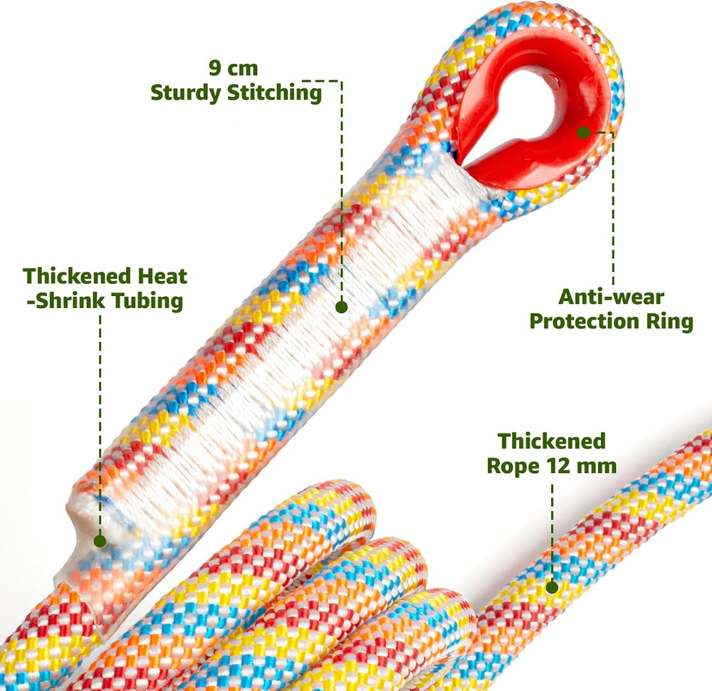 Heavy Duty Tree Swing Ropes with Safer Lock-(2Pack, Rainbow,20FT)