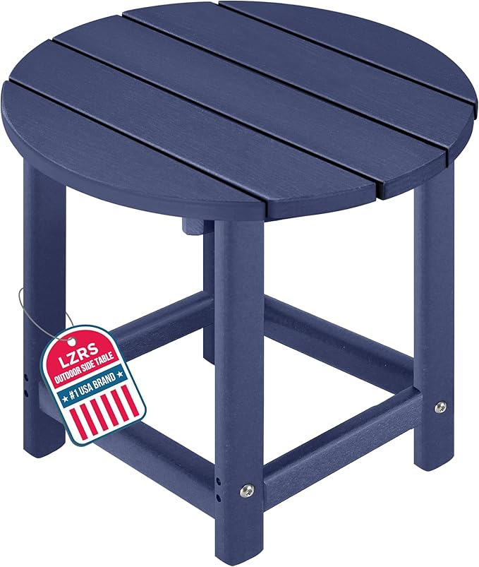 LZRS Round Adirondack Patio Side Table End Table, Outdoor Side Tables for Pat...