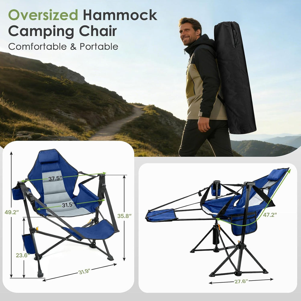 Suteck Hammock Camping Chair with Footrest,500LBS Rocking Chairs, 2Pack