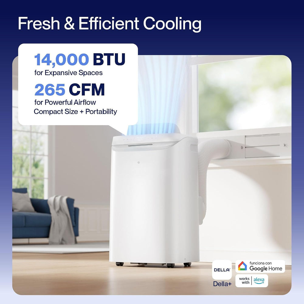DELLA Sylro Series Smart Portable Air Conditioner, 14,000 BTU Drainage-Free E...