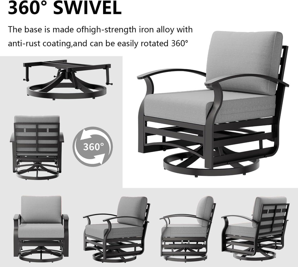 Patio Furniture Set 3-Piece Aluminum Armrest Sofa, All-Weather Patio Conversa...
