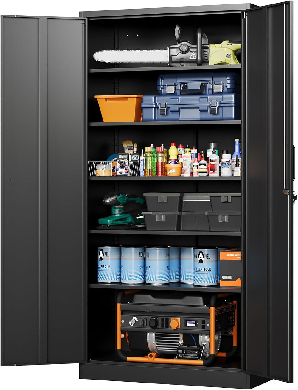 Letaya Metal Garage Storage Cabinets with Lock-72 Tall Tool Organizer Steel L...