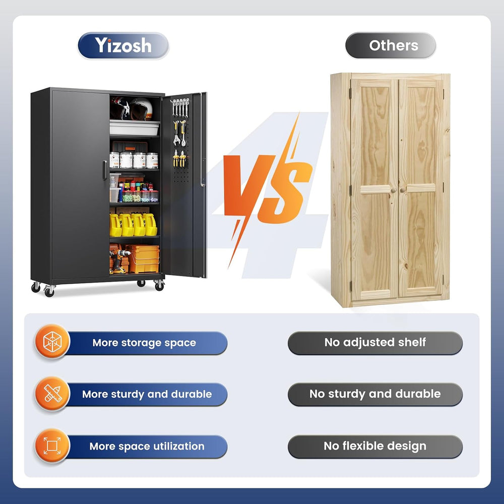 Yizosh Metal Garage Storage Cabinet with Locking Doors and Adjustable Shelves...
