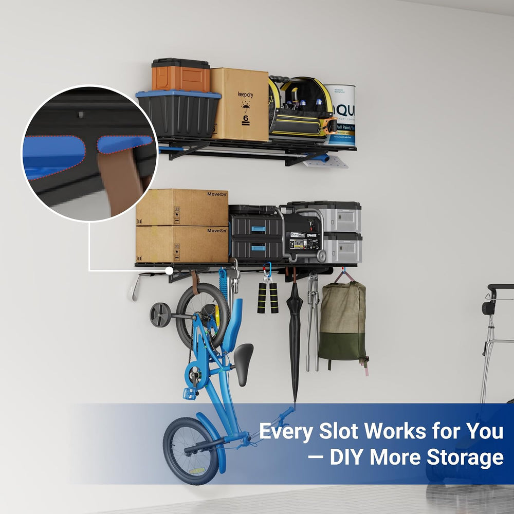 FLEXIMOUNTS 2-Pack 1x4ft 12-inch-by-48-inch Wall Shelf Garage Storage Rack Wa...