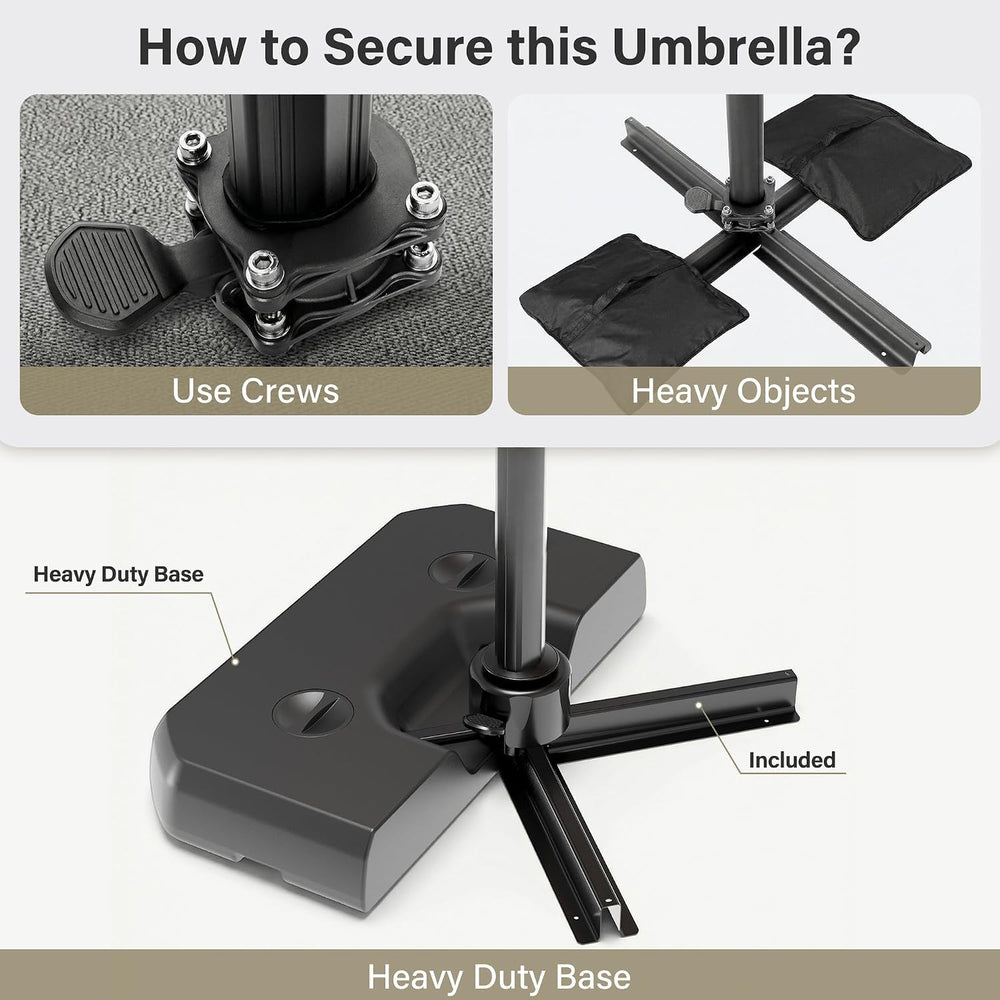 Patio Umbrella Outdoor, 10 FT Cantilever Umbrella Aluminum Offset Umbrella wi...