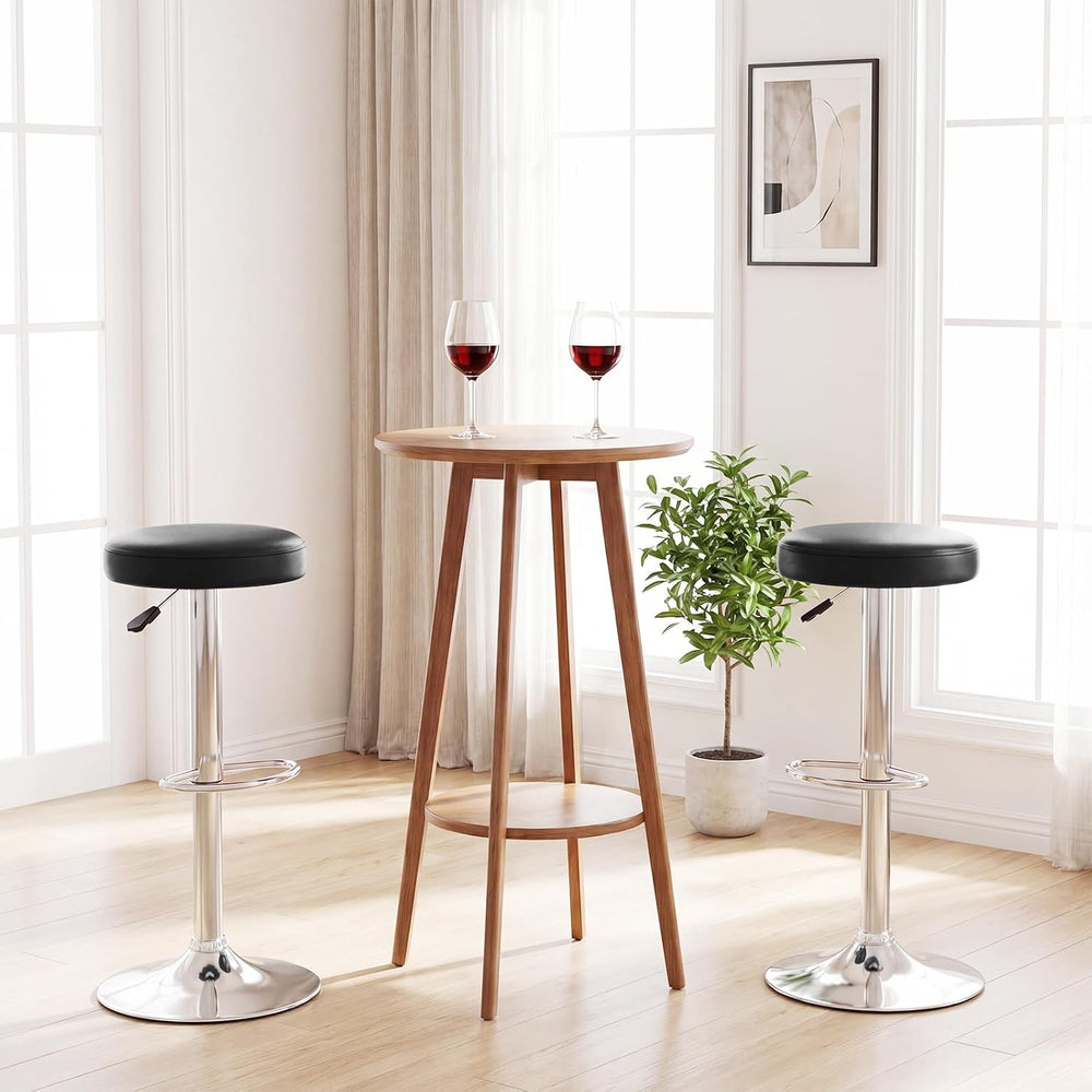 COSTWAY Height Adjustable Swivel Backless Round Bar Stools Set of 4, Black