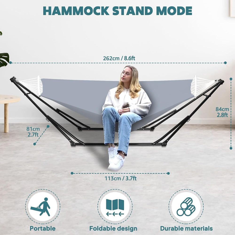 ANYOO 2-in-1 Hammock & Chair Stand with Collapsible Steel Frame & Car...