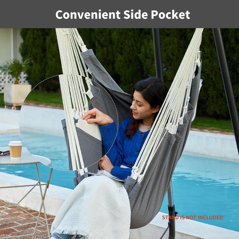 XL Hammock Chair with Footrest, Steel Spreader Bar, 500 lb Capacity