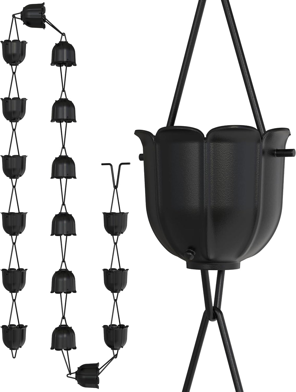 Rain Chains Direct - Flutes Rain Chain - 8.5 FT - Durable Black Powder-Coated...