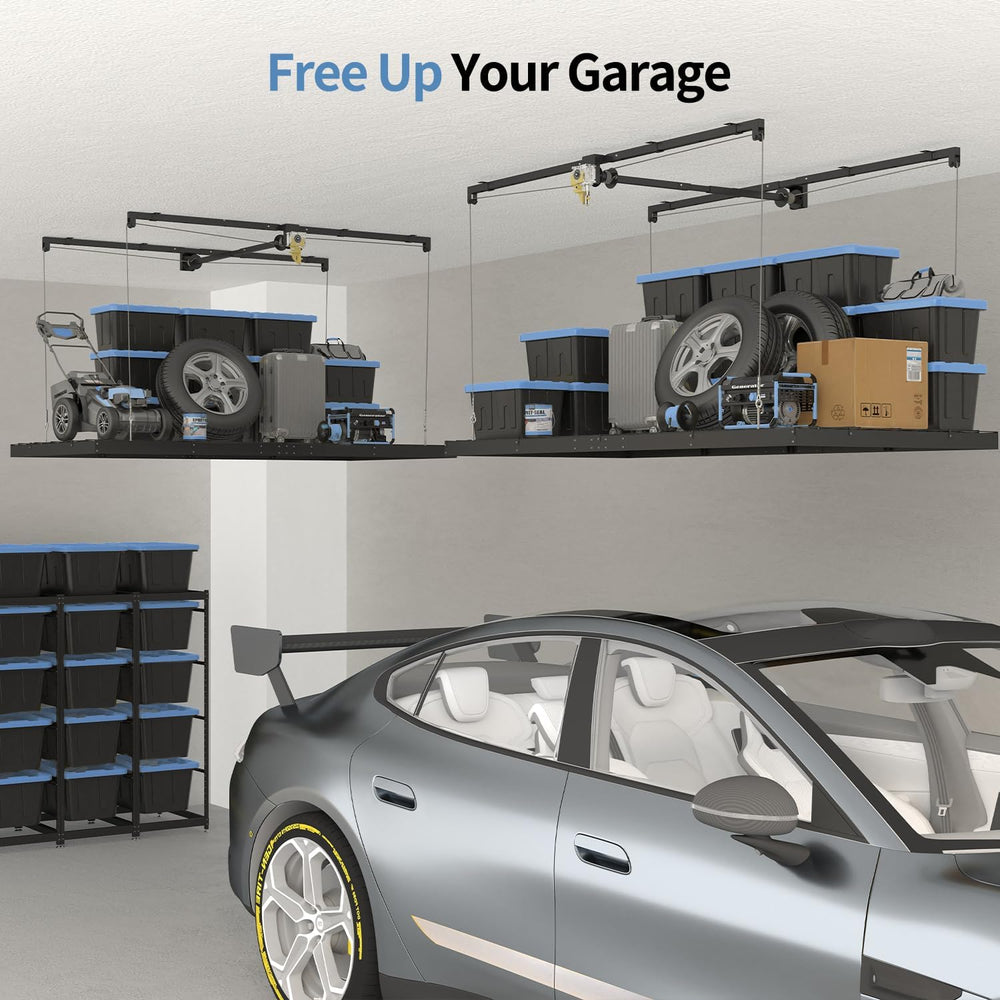 Overhead Garage Storage Rack – 4x8 FT Garage Ceiling Storage Racks with Safet...