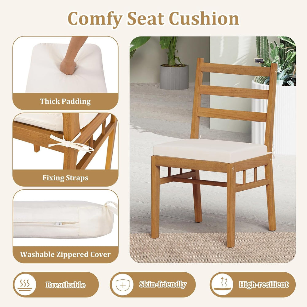 Tangkula 7 Pieces Patio Acacia Wood Dining Set, Outdoor Heavy Duty Rectangula...