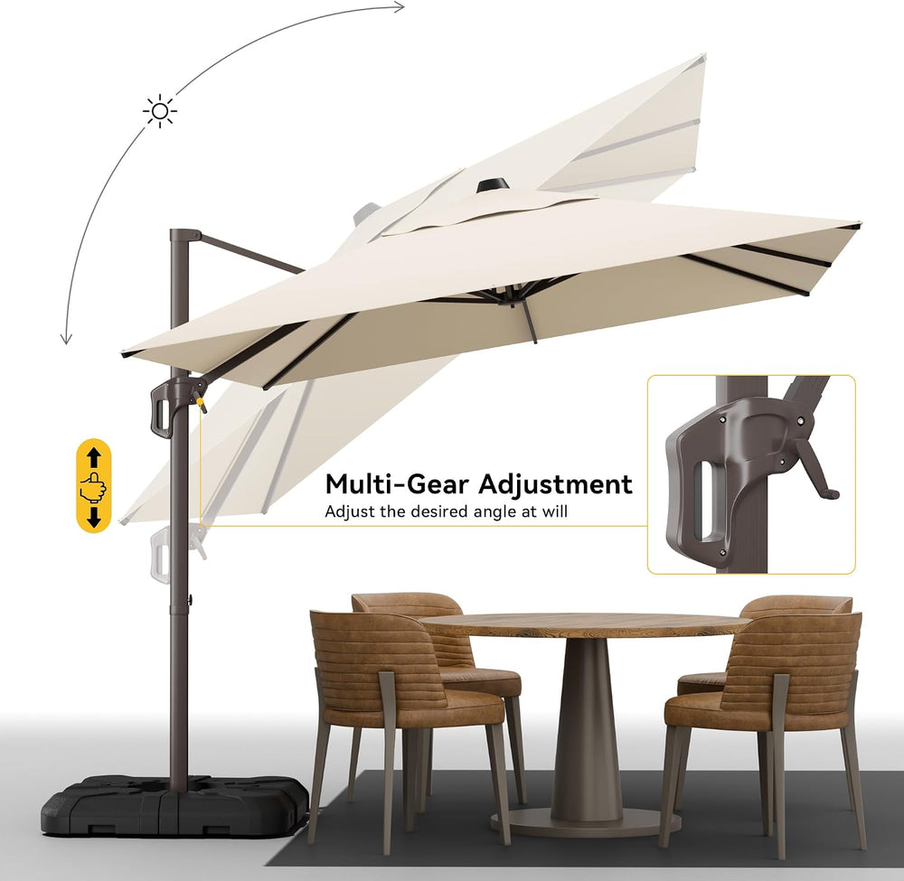 9x12 FT Cantilever Patio Umbrella, Beige Large Rectangular Umbrella