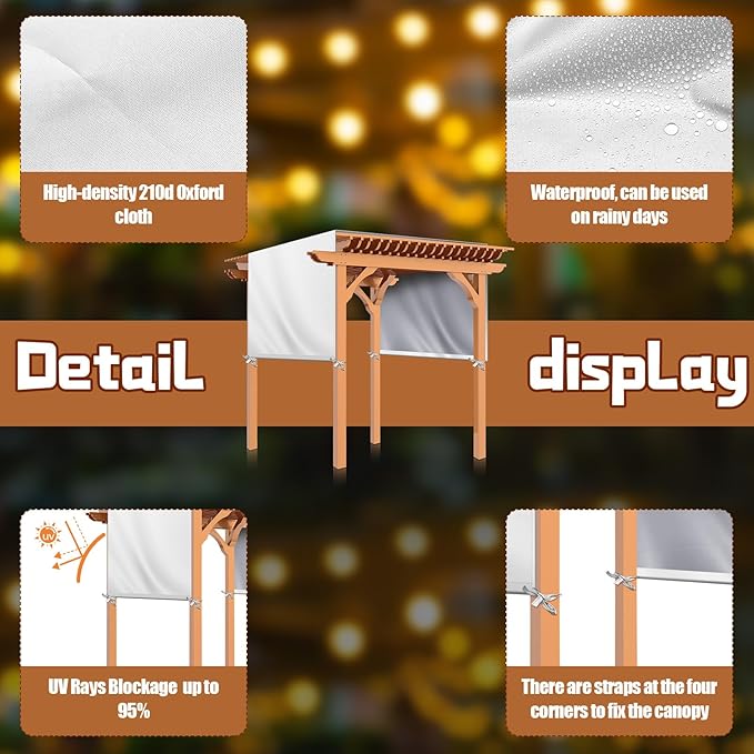 Universal Pergola Replacement Canopy Outdoor Canopy Shade Cover Waterproof Sh...