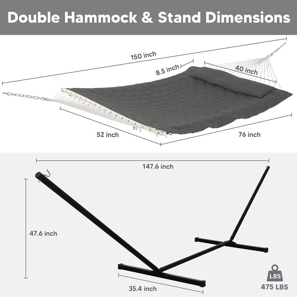 SUNCREAT Hammocks for Outside with Stand, Carrying Bag, Dark Gray Drops