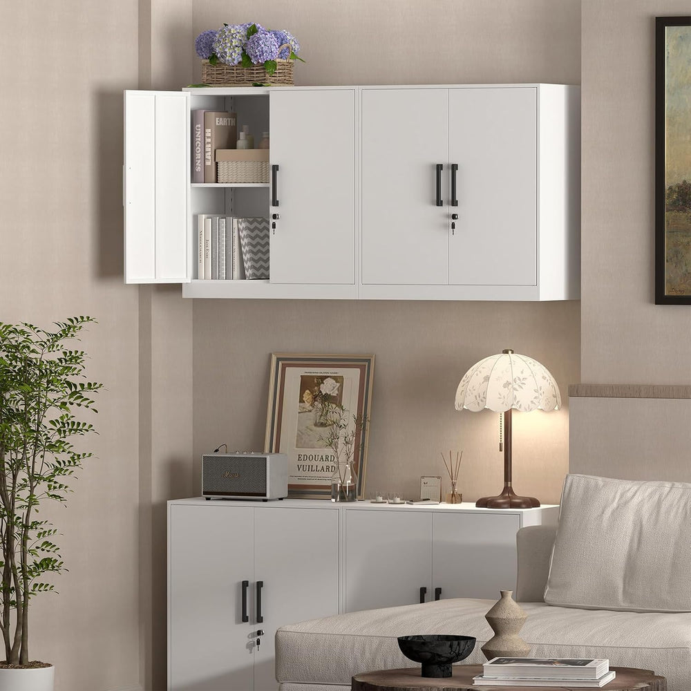 IRONFFICE Wall Cabinet,28" H Metal Storage Cabinet with Adjustable Shelf...