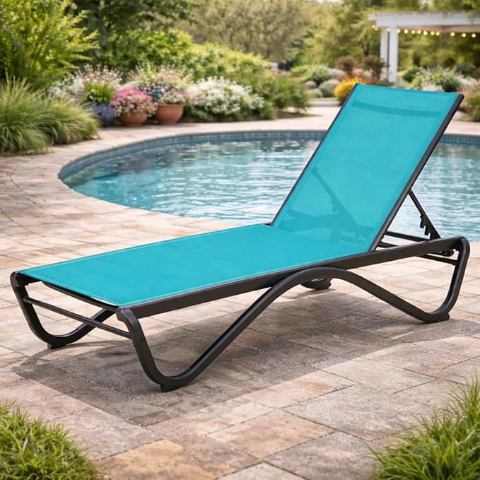 Kozyard Outdoor Chaise Lounge Chair, Full Aluminum Frame, Adjustable Reclinin...
