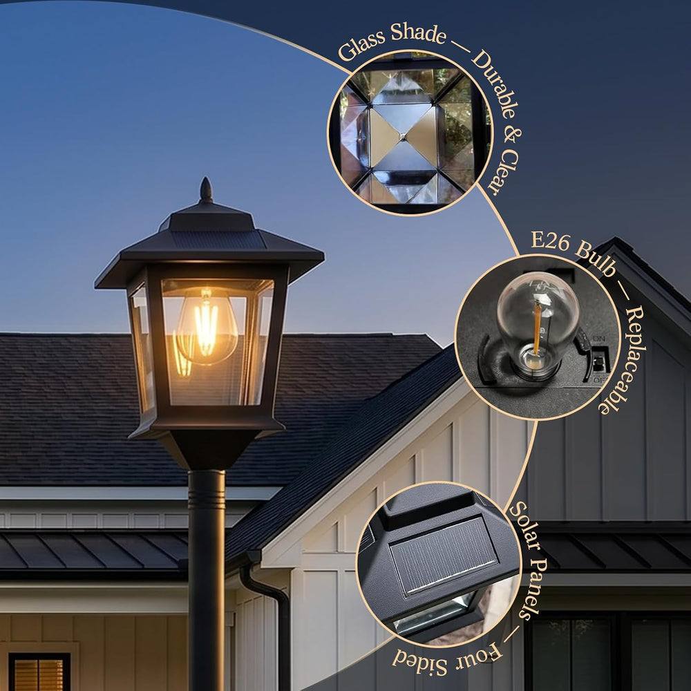 PASAMIC Solar Post Lights Outdoor, 2-Pack 63" Solar Lamp Posts Waterproo...