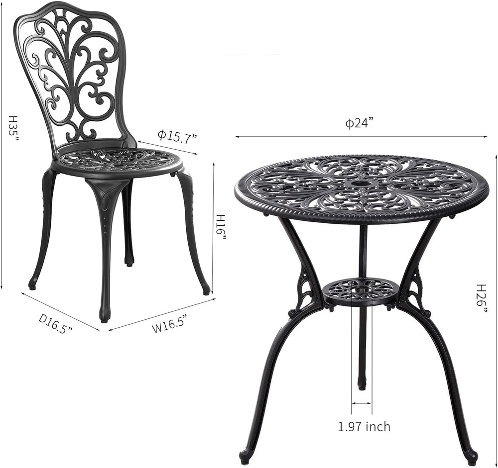 Patio Bistro Set 3 Piece Outdoor,Cast Aluminum Outdoor Bistro Table and Chair...