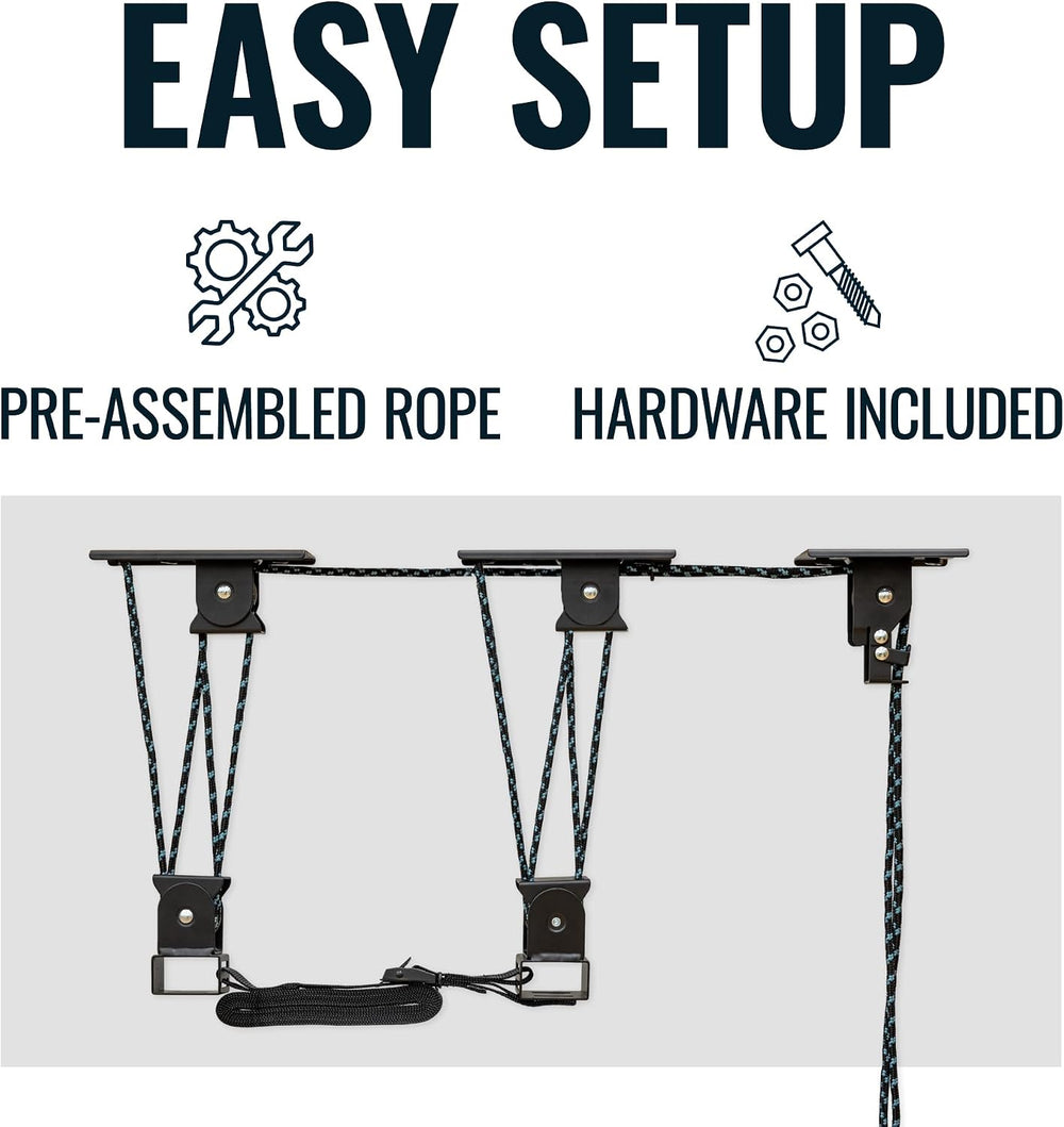 Teal Triangle Canoe Hoist, EasyLift Garage Pulley System, Holds 150 lbs