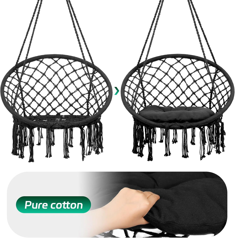 Hammock Chair Swing, 3 in 1 Hanging Chair with Cushion and Hardware Kits, 350...
