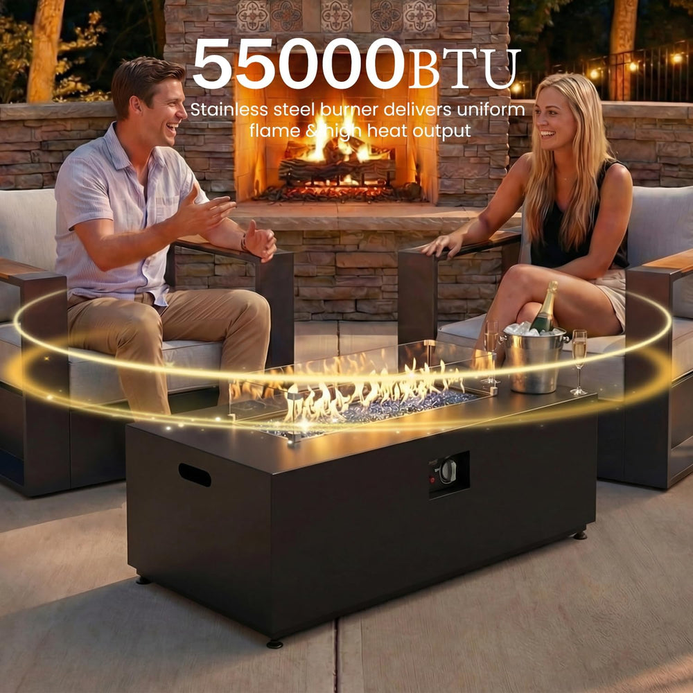 LayinSun 5 Pieces Aluminum Patio Furniture Set with Fire Pit Table