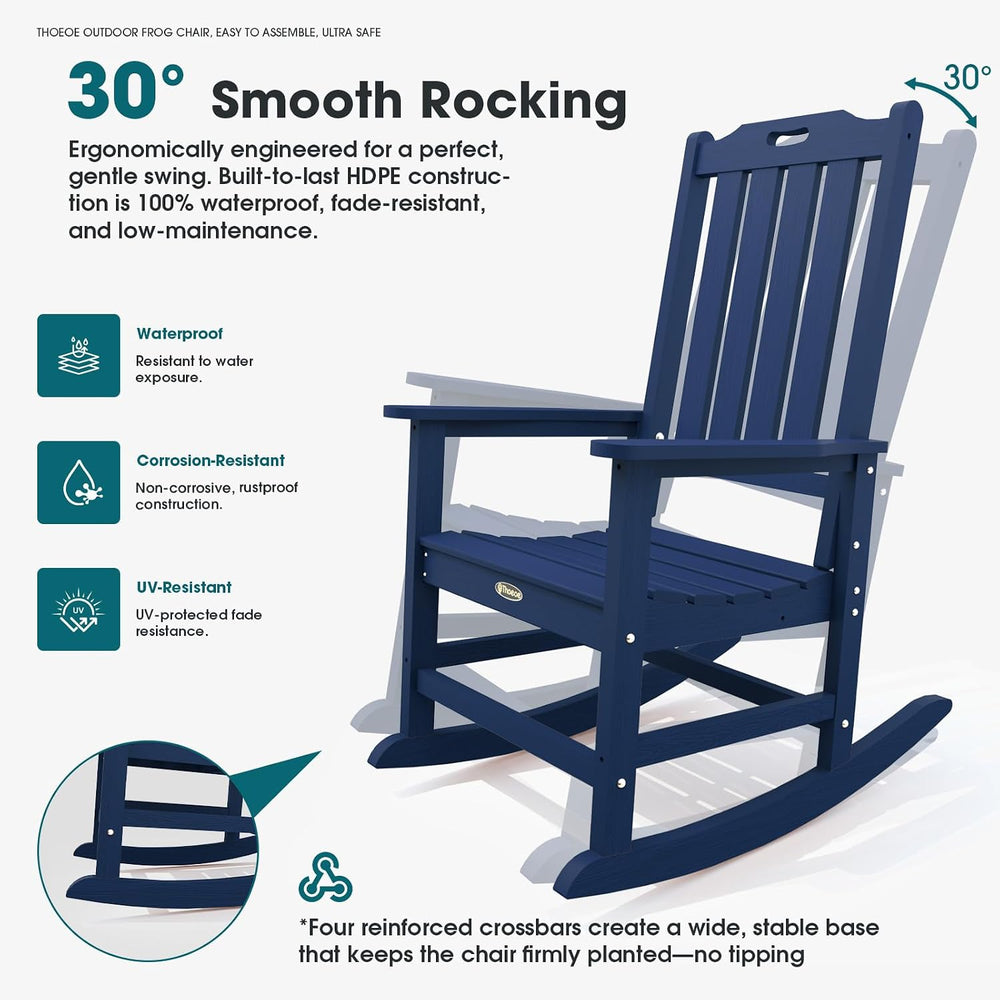 THOEOE Outdoor Rocking Chairs Set of 2, Oversized HDPE Patio Rockers