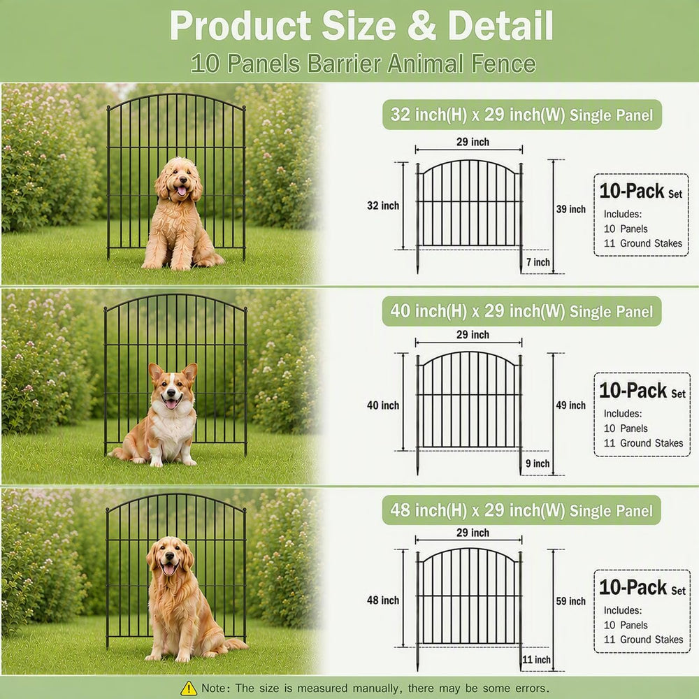 Decorative Metal Garden Fence, 32in(H) No-Dig Flower Bed Border, 24ft(L)
