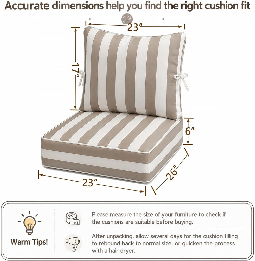 6" Thick Olefin Waterproof 23"x26" Outdoor Chair Cushion