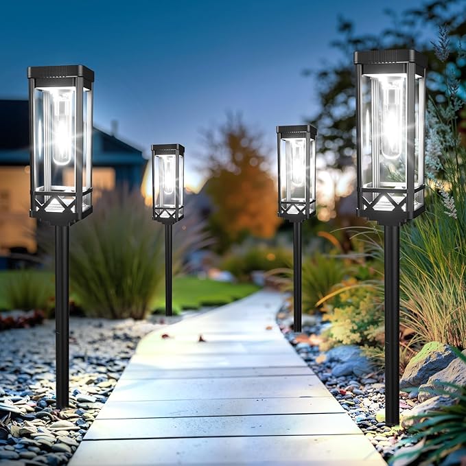 KOOPER Taller Solar Pathway Lights Outdoor, 12 Pack Upgraded Brighter Solar G...